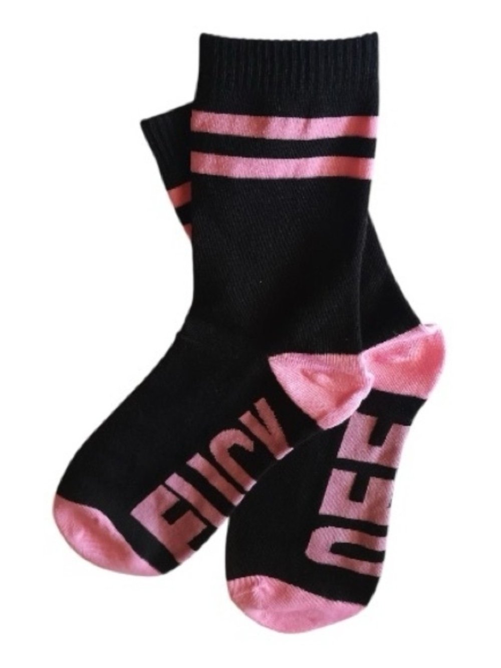 Statement Crew Socks with Striped Cuff